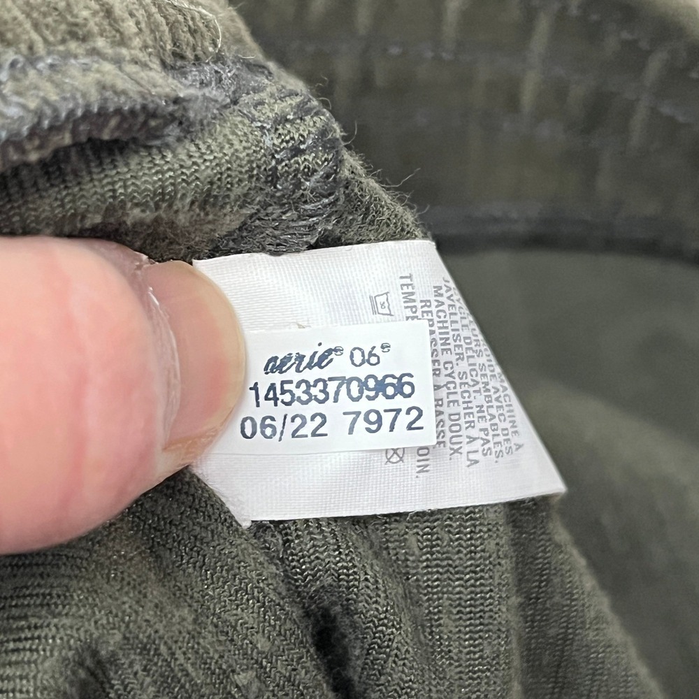 Aerie Pants Womens S Green Corduroy Flare Leg High Rise Elastic Waist 1453370966 - Picture 7 of 10
